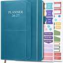 2026-2027 Planner - Weekly & Monthly Planner Runs from January 2026 to June 2027, 5.8" x 8.25", 18 Month Planners, 14 Notes Pages, Inner Pocket, PU Leather Hard Cover, Teal Monthly Planners 2026-2027