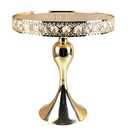 8 Inches 20 cm Gold Round Mirror Cake Stand Cupcake Stands Metal Pedestal Holder with Crystals, Party Dessert Cheese Display Plate for Wedding Party Birthday Baby Shower Celebration Home Decor