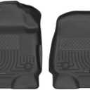 Husky Liners Weatherbeater Floor Mats | Fits 2017-2025 Ford F-250/F-350/F-450 SUPERCREW & SUPERCAB ONLY with Factory Vinyl Flooring | Front Row, 2-pc Black - 13321