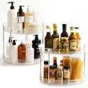 2-Pack 2-Tier Clear Lazy Susan Turntable Organizer, 9.5" Rotating Spice Rack for Kitchen Cabinet, Countertop Tray for Bathroom & Vanity to Organize Makeup, Perfume and Jewelry