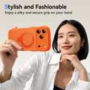 for iPhone 17 Pro Max Case for Women Girls with Stand,Compatible with MagSafe,Camera Control,Full Camera Protection, Cute Wave Magnetic Phone Case for iPhone 17 Pro Max,Orange