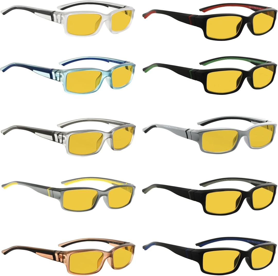 Eyekepper 10 Pack Blue Light Blocking Reading Glasses Amber Tinted Computer Readers Men Women +0.50