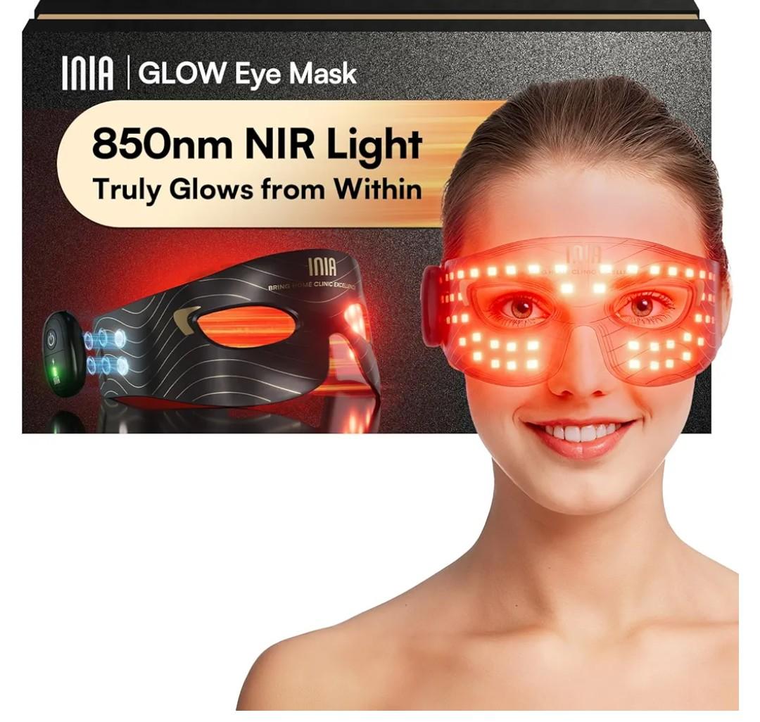 INIA Red Light Therapy Eye Mask for Under Eye Treatment & Rejuvenation - Skincare Device for Dark Circles, Wrinkles, Forehead Lines, Crow's Feet