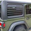 Zxiaochun Rear Window American Flag Decal Fits Jeep Wrangler JK JKU 2011-2015 2016 2017 2018 (4-Door Version), Precut Back Side Window Glass USA Flag Vinyl Sticker Exterior Accessories (Matte Black)