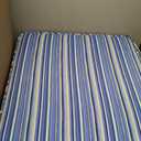 Outdoor Deep Seat Cushion Set 24x24 Seat + 28x22 Back Plush Fiber Fill Seat, Patio Lounge Replacement Cushion, Corded Trim, Durable Polyester Fabric with Ties, Sapphire Stripe