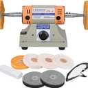 4" Jewelry Polisher & Adjustable Variable Speed Grinder Machine - With 6 Cloth Wheels & 2 Abrasive Wheels, Safety Glasses & Compound for Jewelry, Metal, Wood, Jade, Plastic Polishing & Dental Work