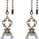 PATIKIL Ceiling Fan Pull Chain, 2 Pack 12" Decorative Crystal Pendant Chain Extender Charm Extension Pull String for Ceiling Fans Light Lamp, Clear