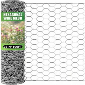 Chicken Wire 36 x 1200 Inches,Chicken Wire Fencing for Floral Arrangements,Chicken Wire Mesh Hexagonal Galvanized Mesh Poultry Wire Netting for Crafting,Garden Protection,Fruits