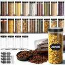 Plastic Jars with Lids,OBKJJ 20 PCS 32 OZ Large Capacity Clear Storage Containers with Leakproof Lids Reusable Empty Storage Container for Dry Food Spice Candy Cookie Household and Kitchen Organizing, 32OZ 16Pcs
