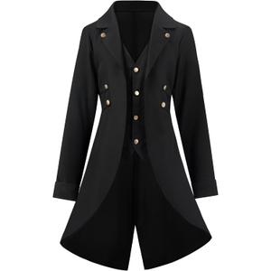 Spooktacular Creations Steampunk Costume Men, Black Gothic Men Steampunk Jacket for Halloween Cosplay Party (Large)