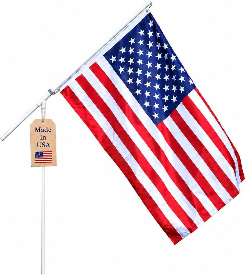 Portable Flag Pole - Premium Flagpole for Camping, The Beach, Tailgating, Includes 3x5 American Flag, Made of High Grade PVC