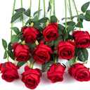 Flojery 10pcs Artificial Rose Flowers Long Stem Fake Silk Roses for DIY Wedding Bouquet Table Centerpiece Home Decor,Red