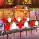 12 Pack Jumbo C9 Solar Christmas Lights, Large Bulbs Waterproof Outdoor Christmas Decorations, Solar Powered Lights for Outside Pathway Marker Stakes Yard Garden Walkway Xmas Decor (Red and White)