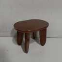 Walnut Finish Solid Wood Stool 9.8'' High Non-Slip Outdoor Garden Plant Stool Clover Oval Pedestal for Living Room Balcony Kitchen