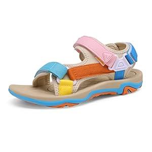 DREAM PAIRS Women’s DSA214 Arch Support Hiking Sandals Sport Outdoor Athletic Comfortable Summer Beach Water Sandals, Colorful, Size 8