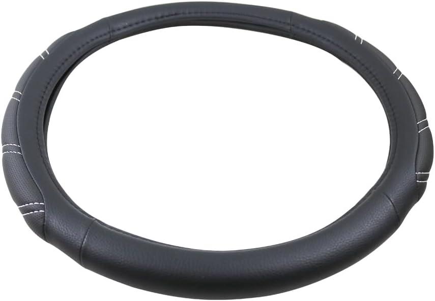 Steering Wheel Cover Great Grip with 3D Anti-Slip Design, Universal 14.5-15 Inch, Microfiber Leather (Black)