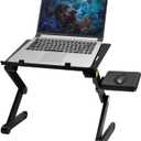 Uten Adjustable Laptop Stand, Laptop Desk for up to 17" Laptops, Portable Laptop Table Stand for with 1 Strengthened CPU Fans, Detachable Mouse Pad, Ergonomic Lap Desk, Office Stands(Black)