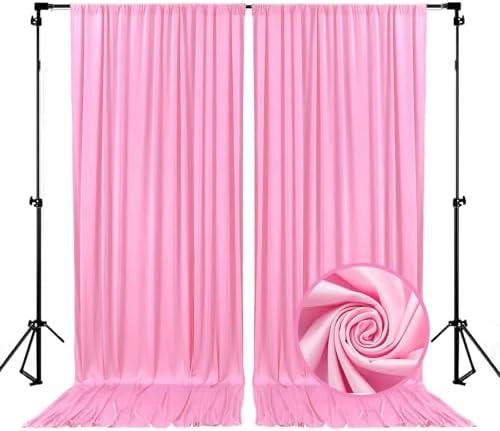 10 x 7 Feet Pink Backdrop Curtain for Partie, Background Curtains for Photoshoot, Birthday, Wedding, Halloween, Thanksgiving, Christmas, New Year Party Decorations 5Ft x 7Ft, 2 Panels
