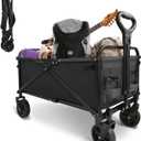 Collapsible Foldable Wagon, Beach Cart Large Capacity, Heavy Duty Folding Wagon Portable, for Outdoor Sports, Shopping, Camping, Black
