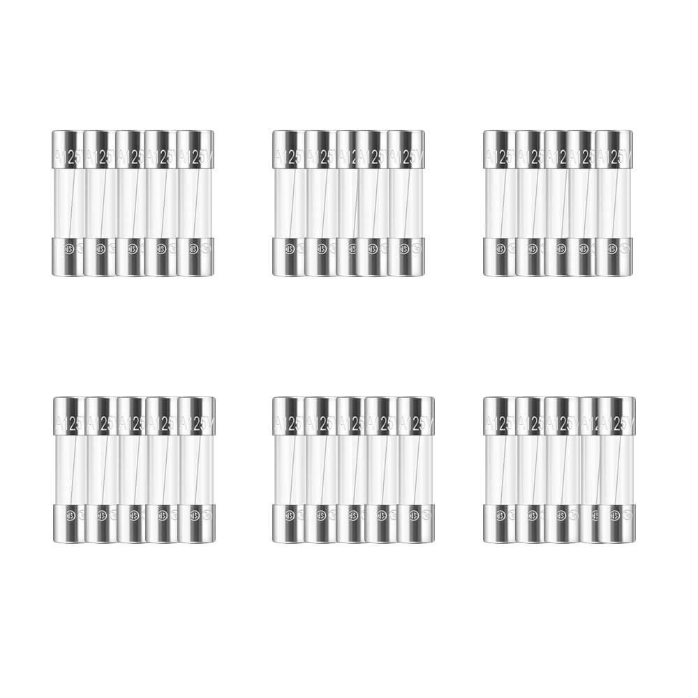 Riseuvo 30 Pcs 3A 125V Fast-Blow Glass Fuses - 0.2 x 0.79 inch / 5 x 20 mm Fuse Replacement for Christmas String Lights, Landscape Lighting, Power Tools & Electronics