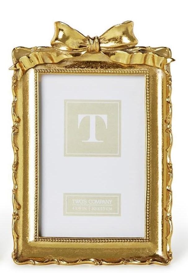 Company Vintage Gold Frame with Accent Bow, Resin, 4x6