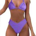 Bikini Sets for Women Sexy Halter Triangle String Bikini Cheeky V Cut High Waisted Thong Swimsuits 2 Piece, Medium