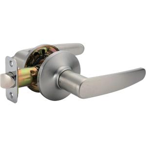Amazon Basics Straight Door Lever - Passage - Satin Nickel, 6-Pack