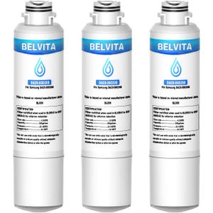 BELVITA Refrigerator Water Filter, Compatible with DA29-00020A/B, DA29-00020B-1HAF-CIN/EXP, RF28HFEDBSR, RF263BEAESR, RF263TEAESG, RF28HDEDBSR, HAF-CIN, RF4287HARS,RF4267HARS, 3 Pack