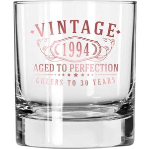 Vintage 1994 Printed Rose Gold 11oz Whiskey Rocks Glass  Happy 30th Birthday Gift for Men, Cheers to 30 Years, Turning 30 Decorations Decor, Anniversary Bday Party Favors Supplies, Gift Ideas Him 1.0
