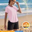 MAGCOMSEN Women Workout Tops Short Sleeve UPF 50+ Sun UV Shirt Quick Dry (Pink, XL)