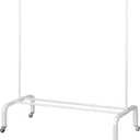 JIUYOTREE Metal Clothing Rack with Wheels, 43.3 Inches Rolling Clothes Garment Coat Rack with Bottom Shelf, Clothing Rack for Hanging Clothes, Coats, Skirts, Shirts, Sweaters, White