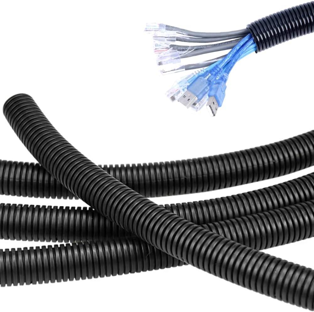 10 FT 1inch Split Wire Loom Tubing Wire Conduit, Flexible Wire Covers Cord Protectors, Cord Protectors from Pets, Black (1"-10ft)