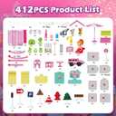 Princess Doll House for Girls, Dream Dollhouse with Track Car Toy Set, Dolls, Pets, Lights, Furniture and Accessories, Toddler Doll House Playset Gifts for 3 4 5 6 7 8 9 10+ Year Old Girls Toys, Pink (Style 2)