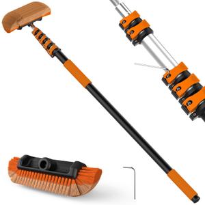Car Wash Brush with Handle, 3-12 FT Telescopic Extension Pole, Upgraded Flip-Lock & Screw Dual Locking Design for Car, RV, Truck, Boat and Solar Panel Cleaning