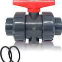 PVC Union Ball Valve, 1-1/2" Inch (DN40) True Union Full Flow Ball Valve with ASTM EPDM O-ring, Slip Socket, Full Port for Water System