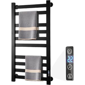 Heated Towel Rack Timer & Multi-Level Temp Adjustment Black