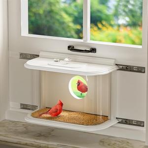 Window Bird Feeder Inside House Bird Feeder Window 180°for Viewing (418 with Tray)