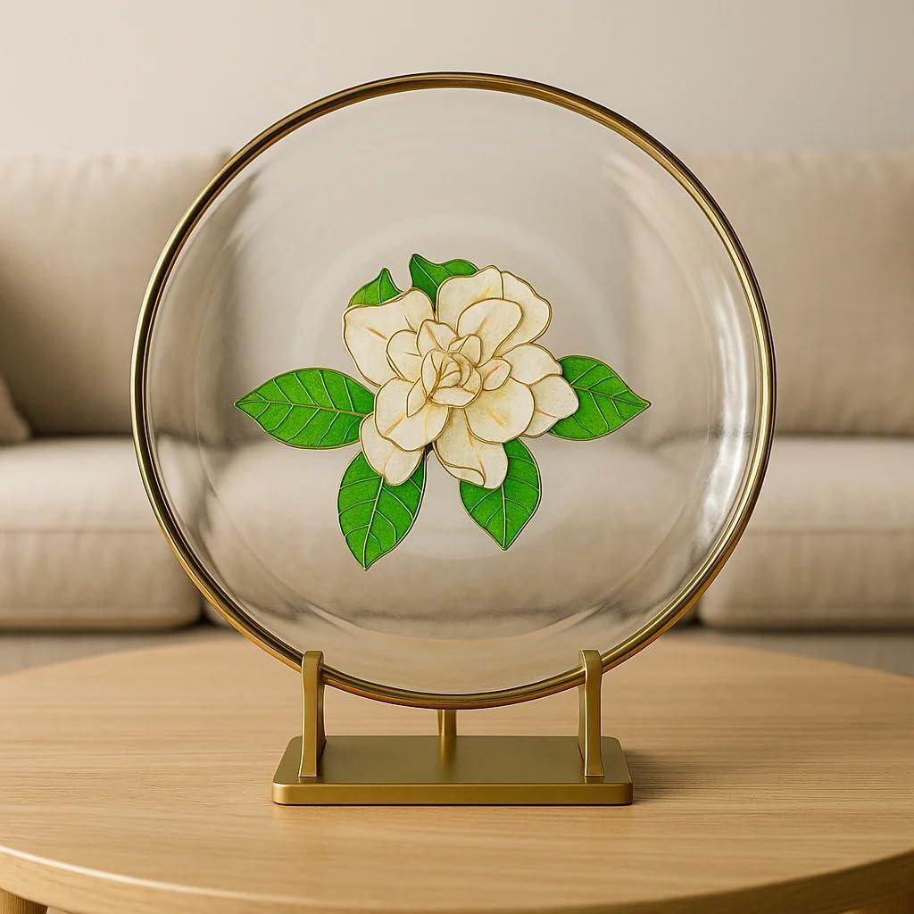 Cloisonne Enamel Painting Art DIY Craft Kit for Adults Beginners, Chinese Glass Tray Filigree Enamel Art Project Craft Supplies Paint By Number Kit, Handmade Home Decor Mothers Day Stress Relief Gift