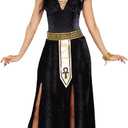 Dreamgirl Adult Cleopatra Costume for Women, Egyptian Goddess, Exquisite Cleopatra Halloween Costume, Black/Gold (Large)