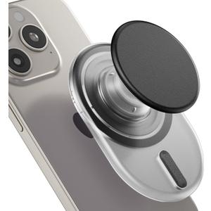 AUROX for MagSafe Phone Grip, Magnetic Phone Grips, Expandable Collapsible Mobile Phone Grip Stand Holder with Kickstand for Magsafe Stand Compatible for iPhone 17 16 15 14 13 Series,Transparent Black