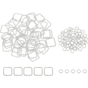 uxcell 100pcs 4mm Open Jump Rings and 15mm Embossed Jump Ring Kit, Closed Square Ring Connector for Bracelet Necklace Pendant Jewelry Keychain DIY Craft Making, Silver
