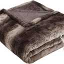 Beautyrest Zuri Reversible Faux Fur to Mink Electric Blanket, Auto Shut Off, Virtually Zero EMF, Multi Heat Setting, UL Certified, Machine Washable, Brown Throw 50x70