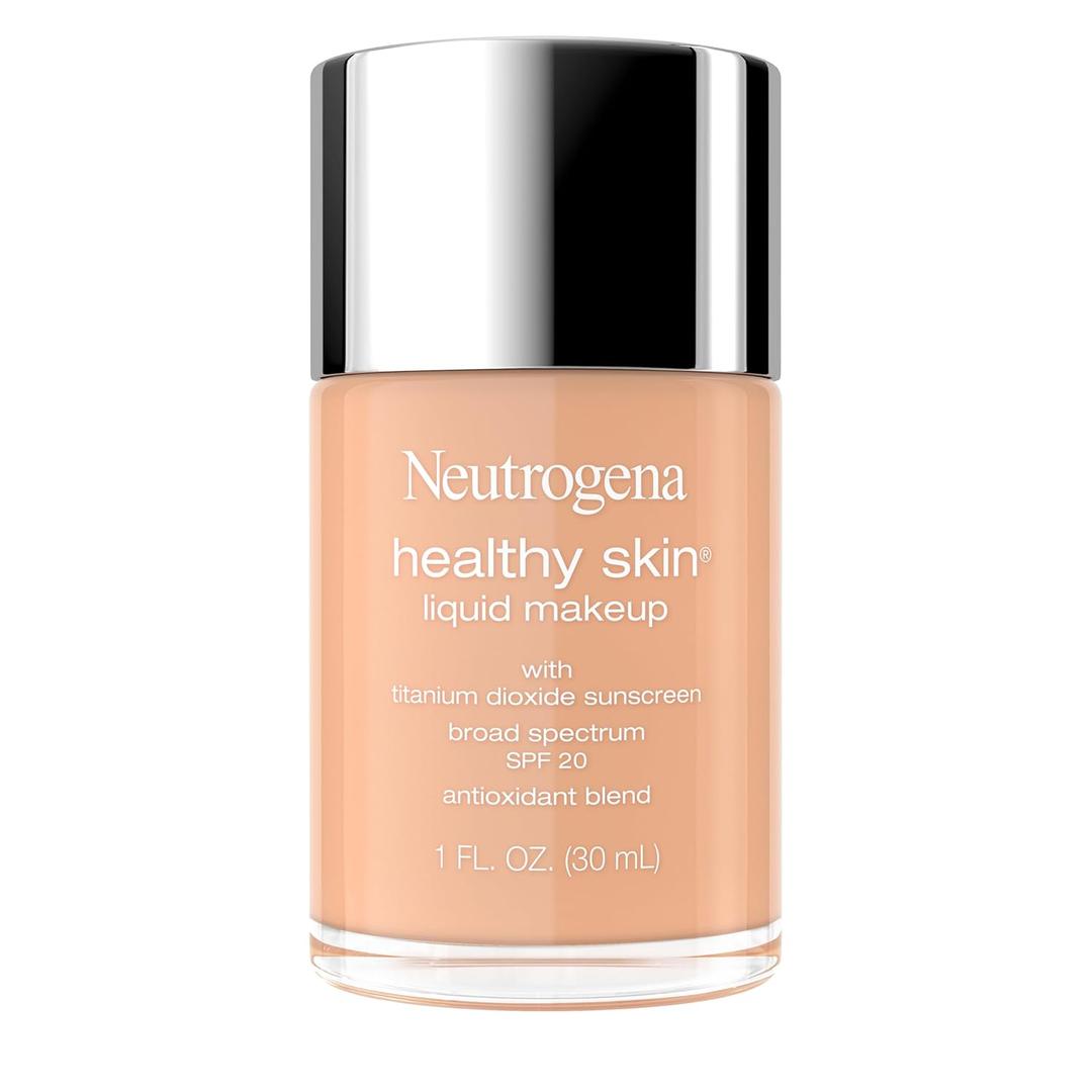 Neutrogena Healthy Skin Liquid Foundation Makeup with Broad Spectrum SPF 20 Sunscreen, Lightweight, Medium Coverage Makeup with Sunscreen and Pro-Vitamin B5, Natural Ivory 20, 1 fl. oz