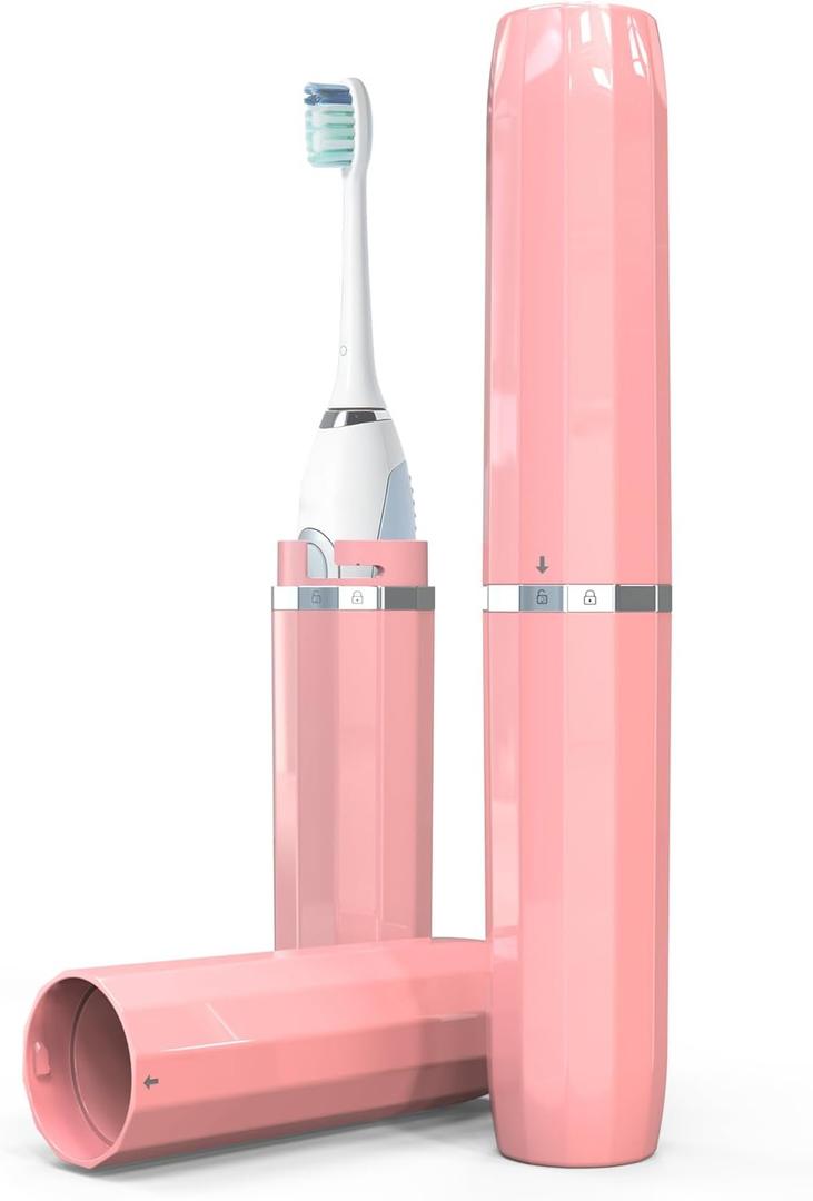 Sieane Long Ventilated Electric Toothbrush Travel Case, Portable Holder, Fits Most Standard Straight Electric Toothbrushes (Pink)