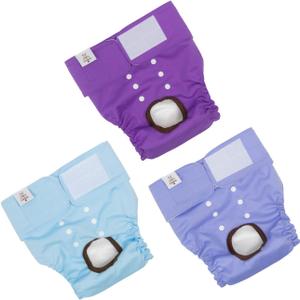 CuteBone Dog Diapers Female Washable 3 Pack Reusable Doggie Diapers Puppy Period Pants for Doggy Heat Cycle Peeing XL