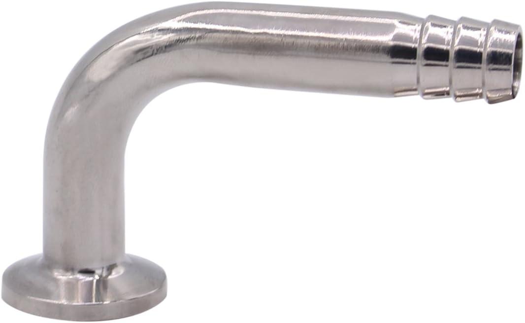 DERNORD Sanitary Hose Barb Pipe Fitting 1/2" Tri Clamp (25MM Ferrule) 90 Degree Elbow (Tube OD: 1/2"/12MM (1/2 Tri-clamp))