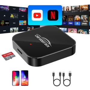 5 in 1 Wireless CarPlay Adapter with Netflix YouTube, 2025 New Carplay Wireless & Android Auto Adapter Converts Wired to Wireless Carplay Dongle Magic CarPlay Ai Box Streaming Video for iPhone/Android
