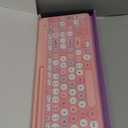 Retro Wireless Keyboard with Round Keycaps, 2.4GHz Full-Size USB Cute Wireless Keyboard Mouse for Computer, Desktop, Laptop and Computer (Pink-Colorful)