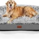 3.7 inch Thickened Orthopedic Dog Beds for Large Dogs,Supportive Dog Sofa Bed with 28D Egg-Crate Foam, Removable Washable Plush Cover, Waterproof Lining, Half-Round Design for Puppy, Senior Dog