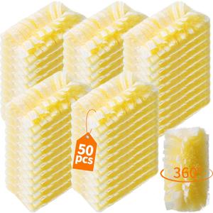 50 Count 360 Heavy Duty Duster Refills Compatible with Swiffer, Larger Size-Extra Thick Electrostatic Disposable dusters Refill for Electronics, Furniture, Blinds, Ceiling Fans, Unscented (Yellow)